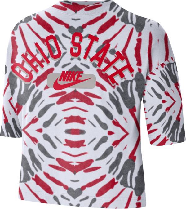 Nike Women's Ohio State Buckeyes White Tie-Dye Boxy Festival T-Shirt