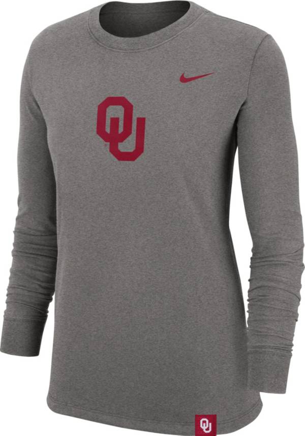 Nike Women's Oklahoma Sooners Grey Dri-FIT Crew Cuff Long Sleeve T-Shirt product image