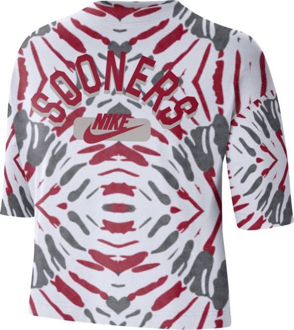 Nike Women's Oklahoma Sooners White Tie-Dye Boxy Festival T-Shirt