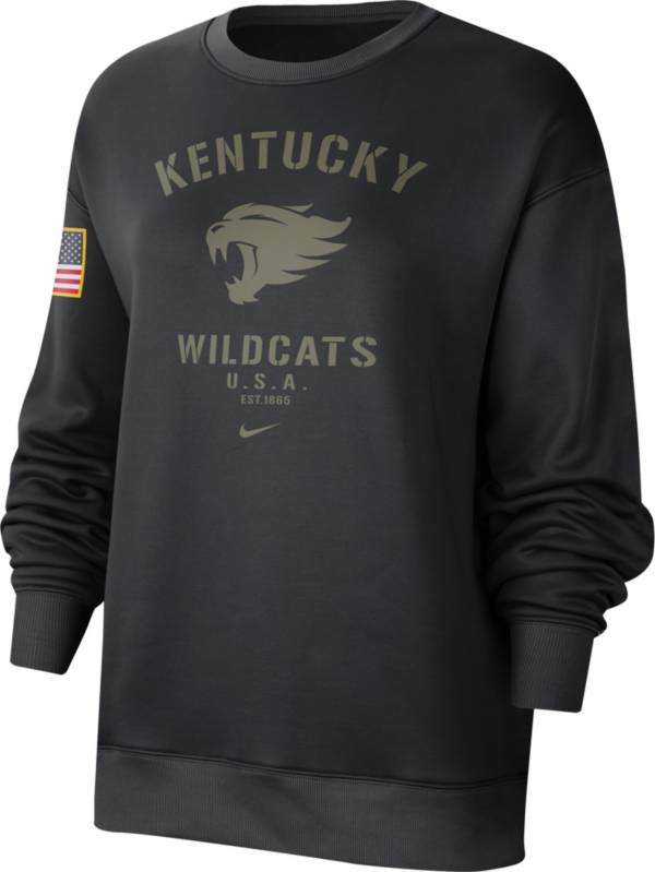 Nike Women's Kentucky Wildcats Black Therma Military Appreciation Crew Neck Sweatshirt