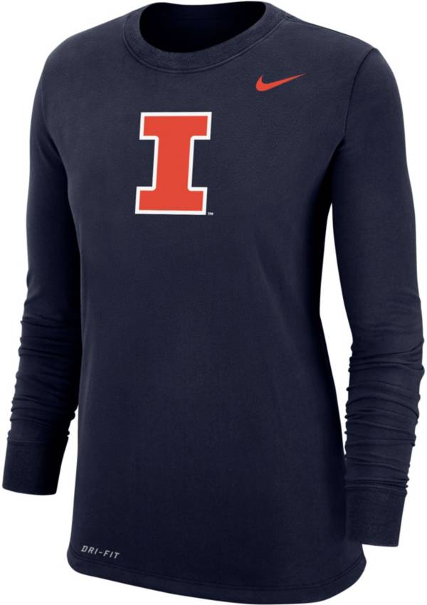 Nike Women's Illinois Fighting Illini Blue Dri-FIT Cotton Long Sleeve T-Shirt