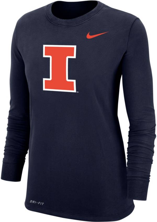 Nike Women's Illinois Fighting Illini Blue Dri-FIT Cotton Long Sleeve T-Shirt