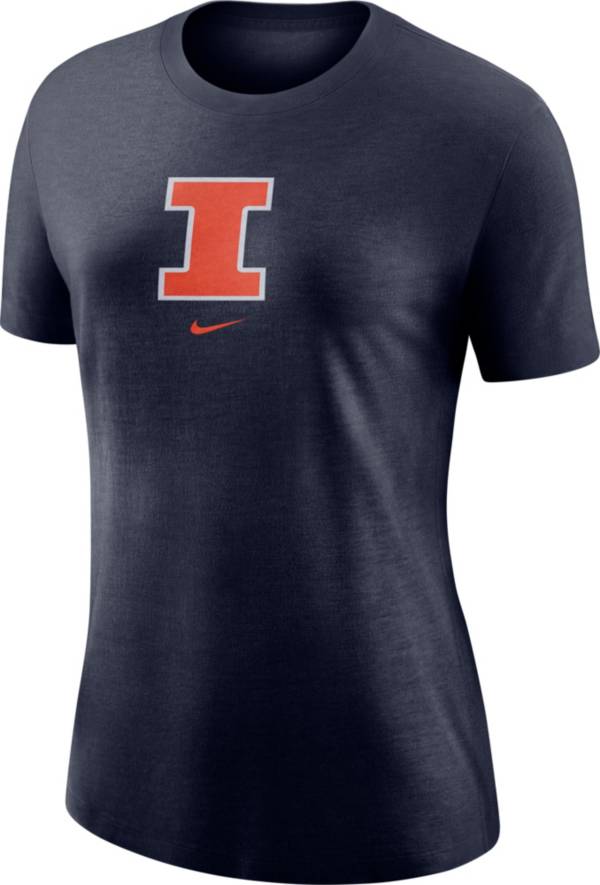 Nike Women's Illinois Fighting Illini Blue Logo Crew T-Shirt