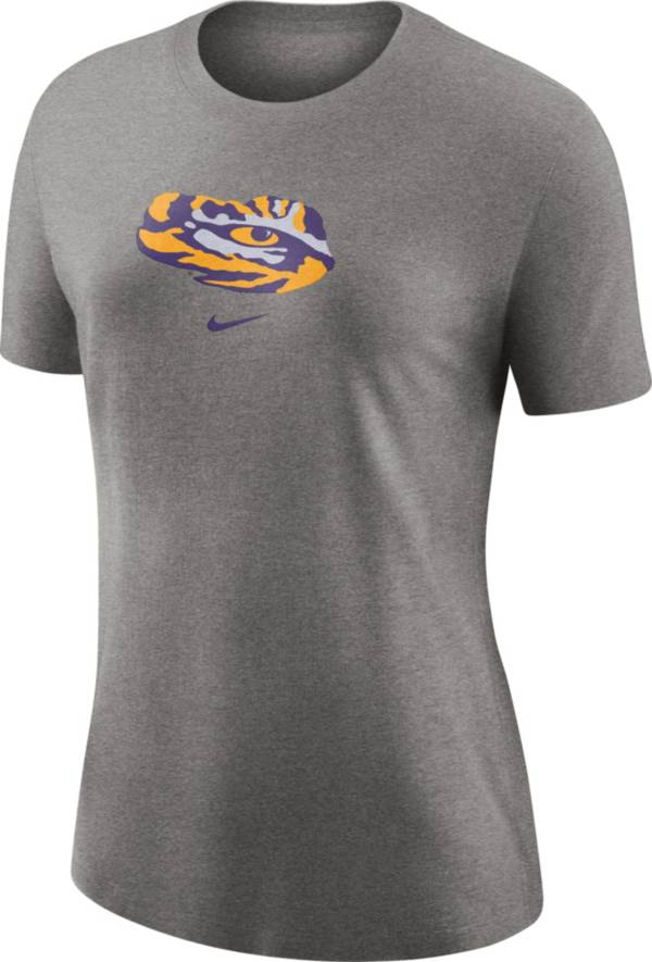 Nike Women's LSU Tigers Grey Logo Crew T-Shirt