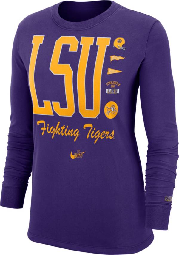 Nike Women's LSU Tigers Purple Cuff Football Long Sleeve T-Shirt