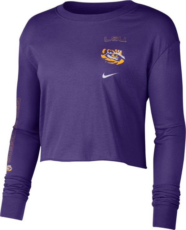 Nike Women's LSU Tigers Purple Long Sleeve Crop Sweatshirt