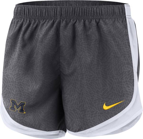 Nike Women's Michigan Wolverines Grey Dri-FIT Tempo Running Shorts