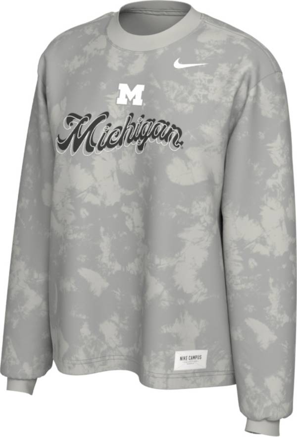 Nike Women's Michigan Wolverines Grey Boxy Long Sleeve T-Shirt