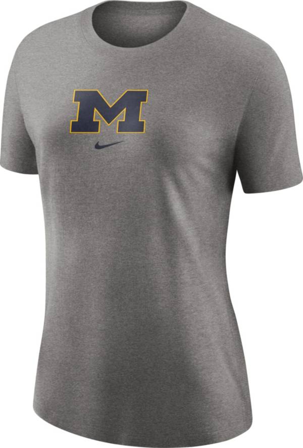 Nike Women's Michigan Wolverines Grey Logo Crew T-Shirt