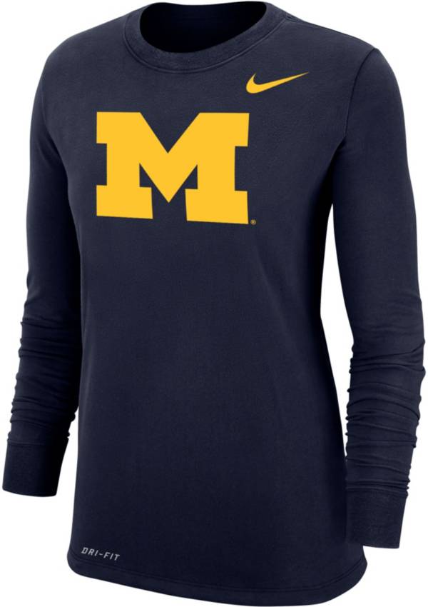 Nike Women's Michigan Wolverines Blue Dri-FIT Cotton Long Sleeve T-Shirt