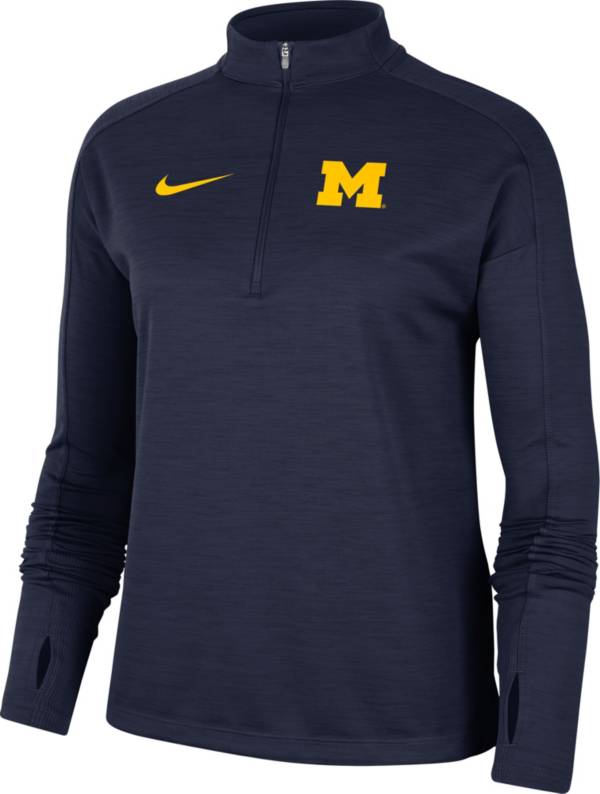 Nike Women's Michigan Wolverines Blue Dri-FIT Pacer Quarter-Zip Shirt