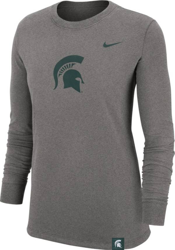 Nike Women's Michigan State Spartans Grey Dri-FIT Crew Cuff Long Sleeve T-Shirt