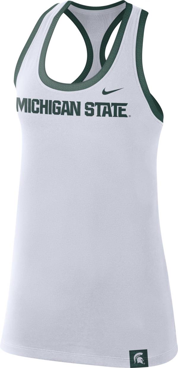 Nike Women's Michigan State Spartans Dri-FIT Cotton Racer White Tank Top