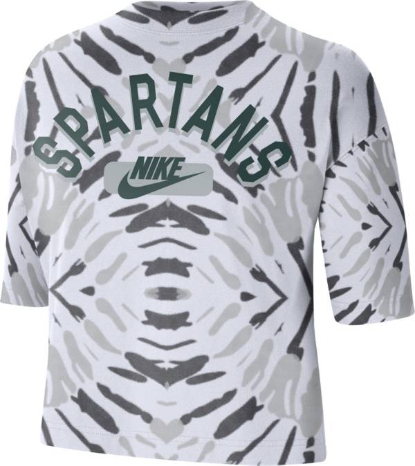 Nike Women's Michigan State Spartans White Tie-Dye Boxy Festival T-Shirt