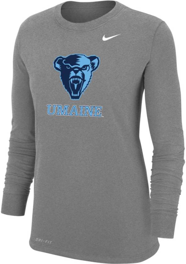 Nike Women's Maine Black Bears Grey Core Cotton Long Sleeve T-Shirt