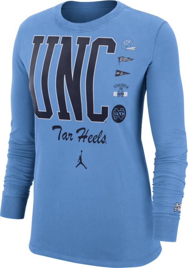 Jordan Women's North Carolina Tar Heels Carolina Blue Cuff Football Long Sleeve T-Shirt