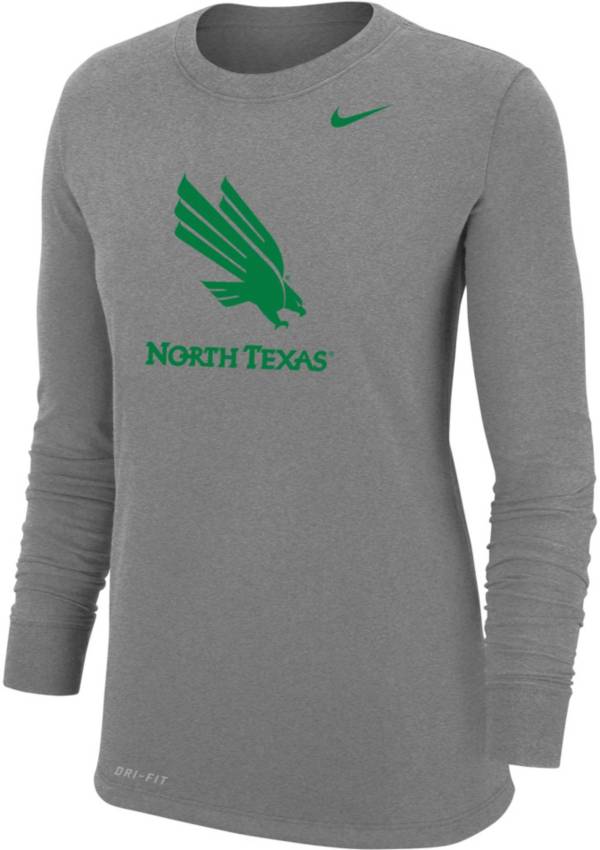 Nike Women's North Texas Mean Green Grey Core Cotton Long Sleeve T-Shirt