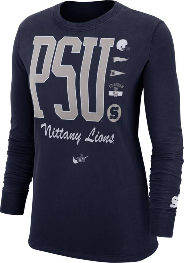 Nike Women's Penn State Nittany Lions Blue Cuff Football Long Sleeve T-Shirt