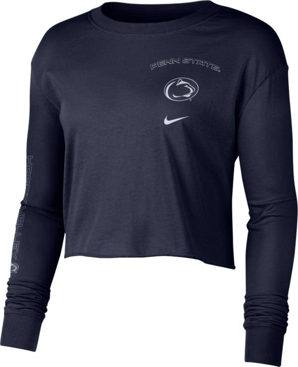 Nike Women's Penn State Nittany Lions Blue Long Sleeve Crop Sweatshirt