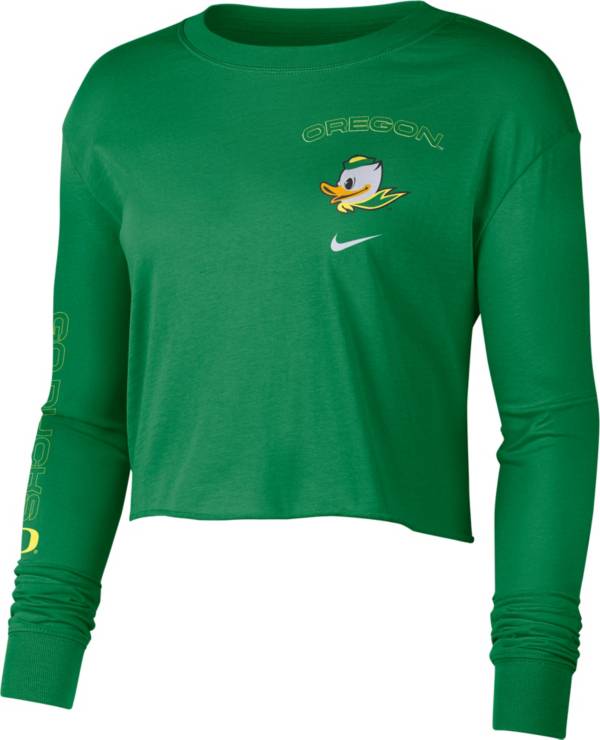 Nike Women's Oregon Ducks Green Long Sleeve Crop Sweatshirt