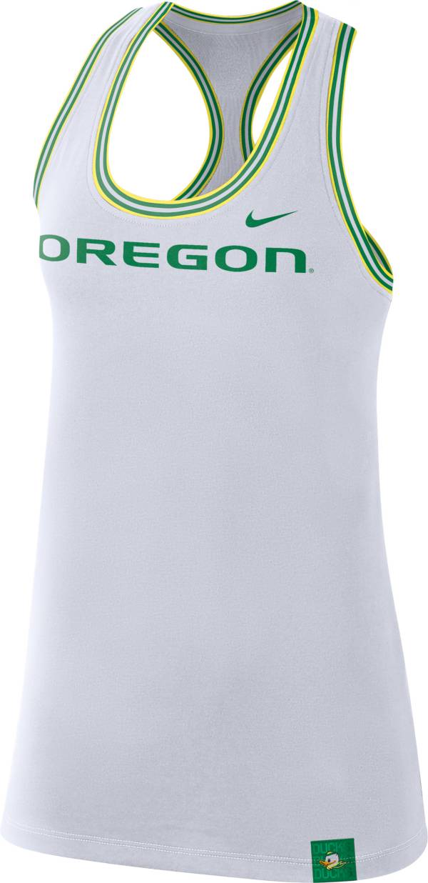 Nike Women's Oregon Ducks Dri-FIT Cotton Racer White Tank Top