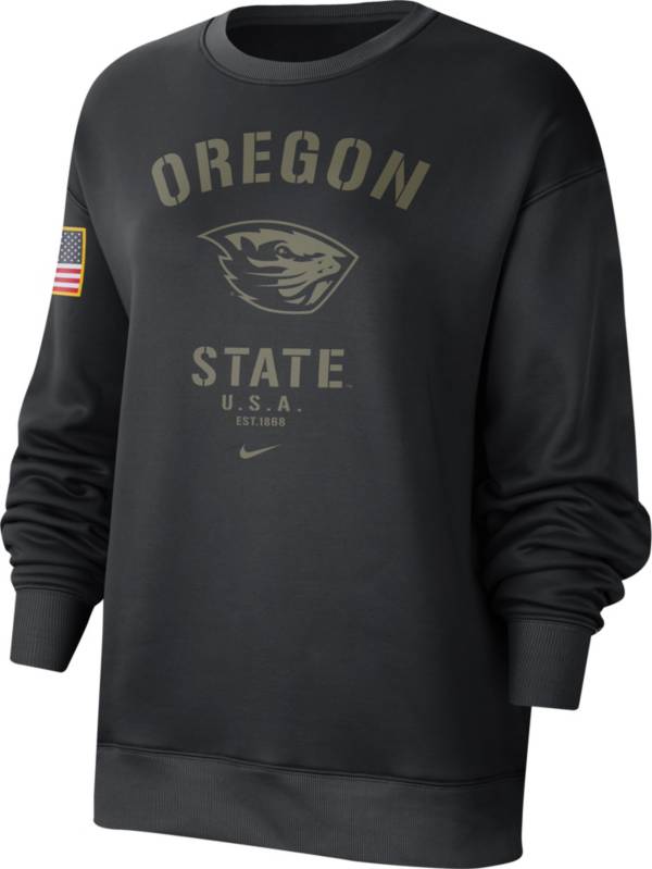 Nike Women's Oregon State Beavers Black Therma Military Appreciation Crew Neck Sweatshirt