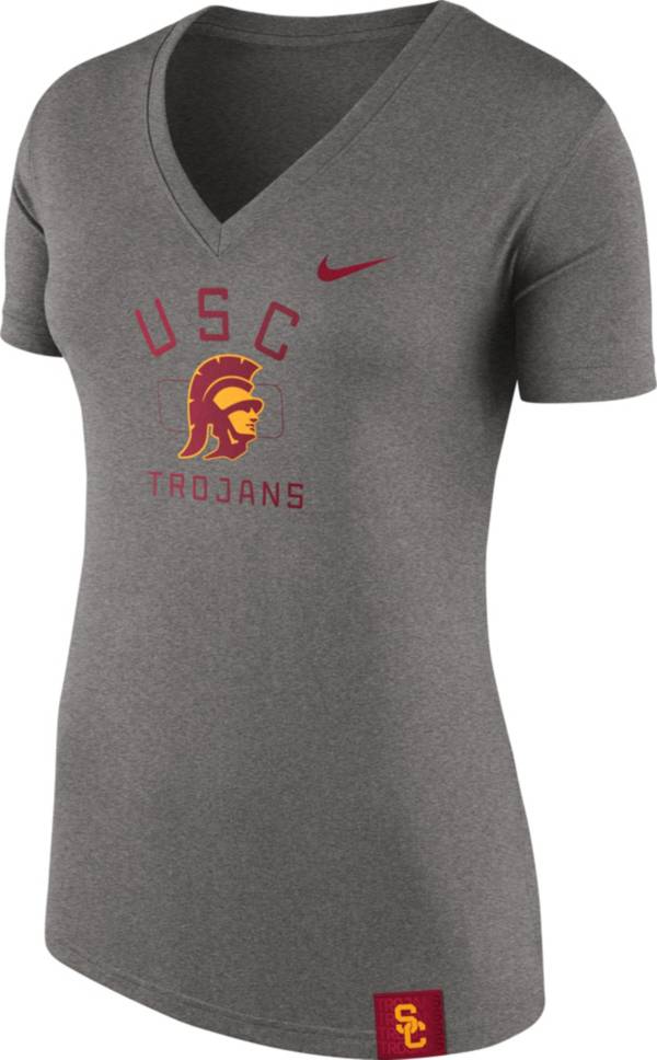 Nike Women's USC Trojans Grey Slub V-Neck T-Shirt