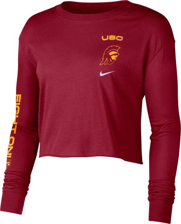 Nike Women's USC Trojans Cardinal Long Sleeve Crop Sweatshirt