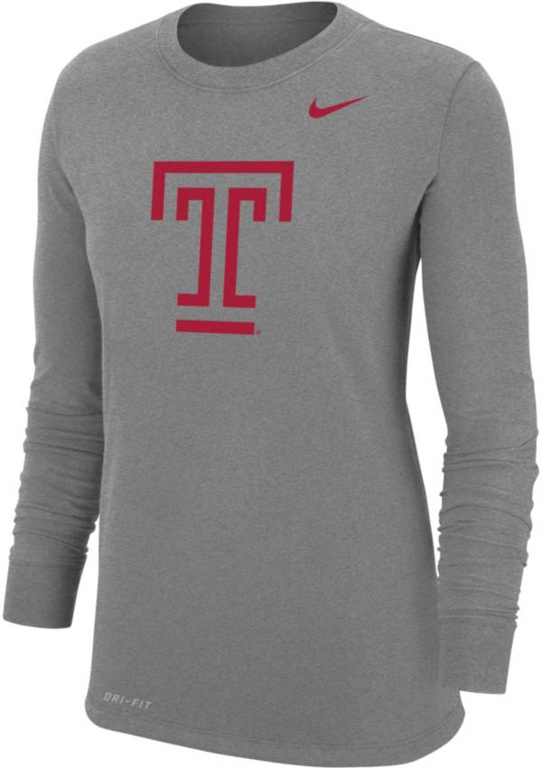 Nike Women's Temple Owls Grey Dri-FIT Core Cotton Long Sleeve T-Shirt