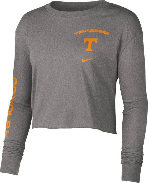 Nike Women's Tennessee Volunteers Grey Long Sleeve Crop Sweatshirt