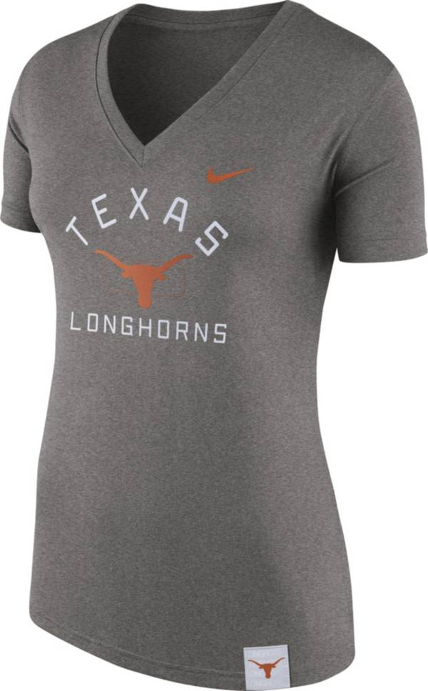 Nike Women's Texas Longhorns Grey Slub V-Neck T-Shirt