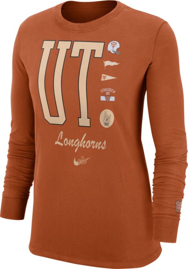 Nike Women's Texas Longhorns Burnt Orange Cuff Football Long Sleeve T-Shirt