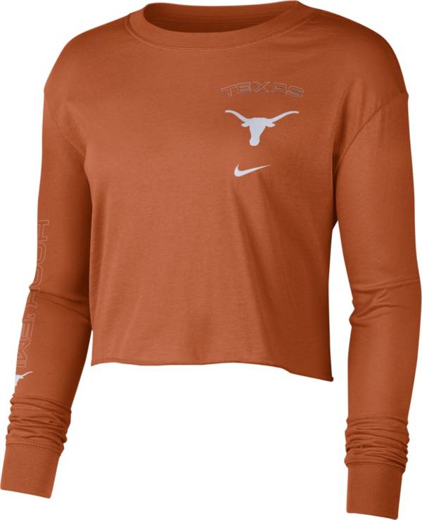 Nike Women's Texas Longhorns Burnt Orange Long Sleeve Crop Sweatshirt