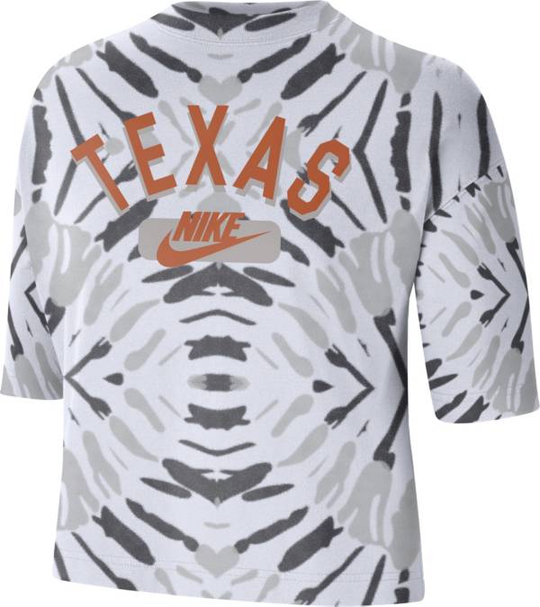 Nike Women's Texas Longhorns White Tie-Dye Boxy Festival T-Shirt