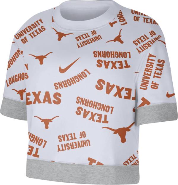 Nike Women's Texas Longhorns White Trend Right C&S Crop Top