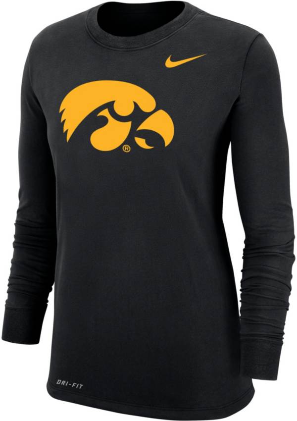 Nike Women's Iowa Hawkeyes Black Dri-FIT Cotton Long Sleeve T-Shirt