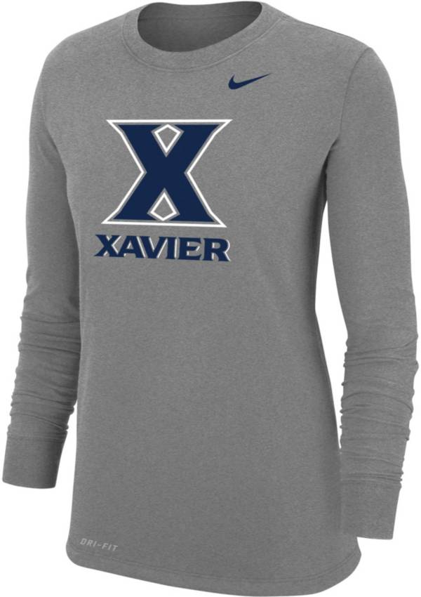 Nike Women's Xavier Musketeers Grey Dri-FIT Core Cotton Long Sleeve T-Shirt