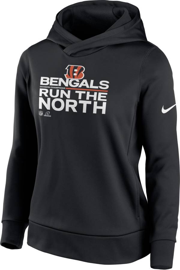 Nike Women's Cincinnati Bengals 2021 Run the AFC North Division Champions Black Pullover Hoodie