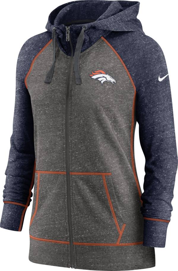 Nike Women's Denver Broncos Gym Vintage Club Full-Zip Hoodie