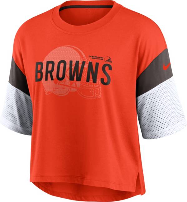 Nike Women's Cleveland Browns Cropped Orange T-Shirt