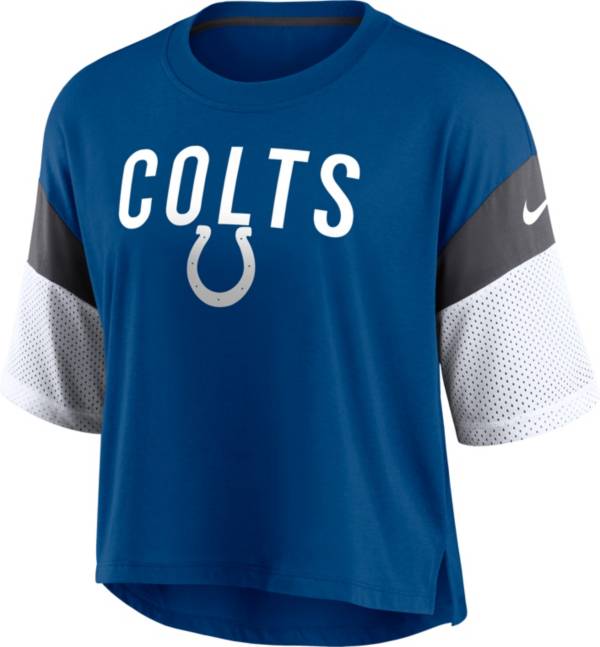 Nike Women's Indianapolis Colts Cropped Blue T-Shirt
