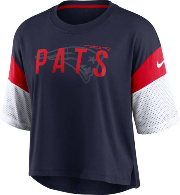 Nike Women's New England Patriots Cropped Navy T-Shirt