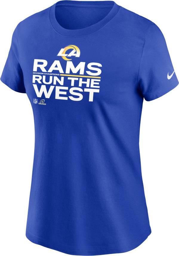 Nike Women's Los Angeles Rams 2021 Run the NFC West Division Champions Royal T-Shirt