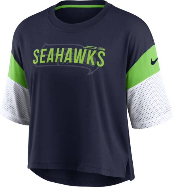 Nike Women's Seattle Seahawks Cropped Navy T-Shirt
