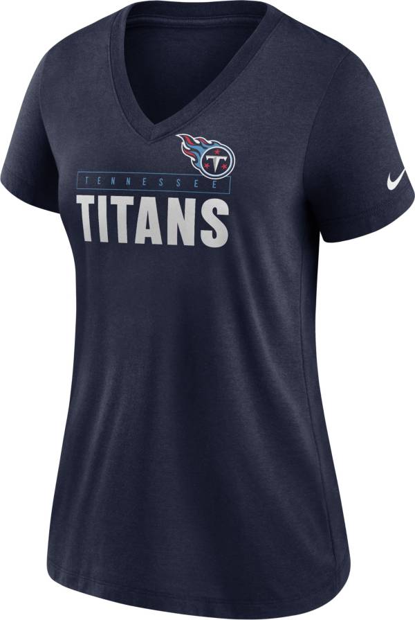 Nike Women's Tennessee Titans Logo Tri-Blend Navy T-Shirt