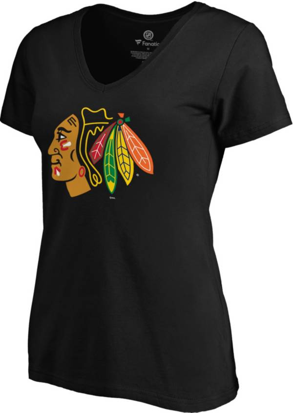 NHL Women's Chicago Blackhawks Team Poly Black V-Neck T-Shirt