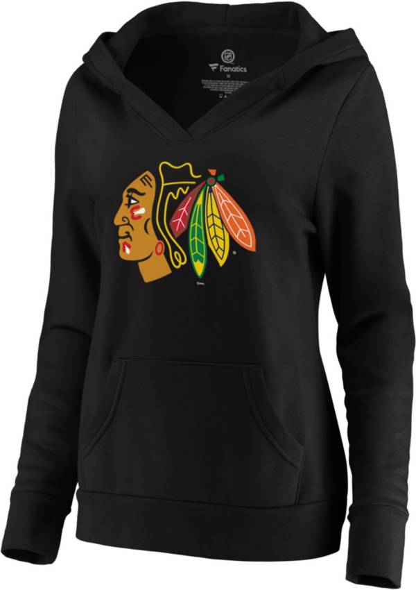NHL Women's Chicago Blackhawks Crossover Black Pullover Hoodie