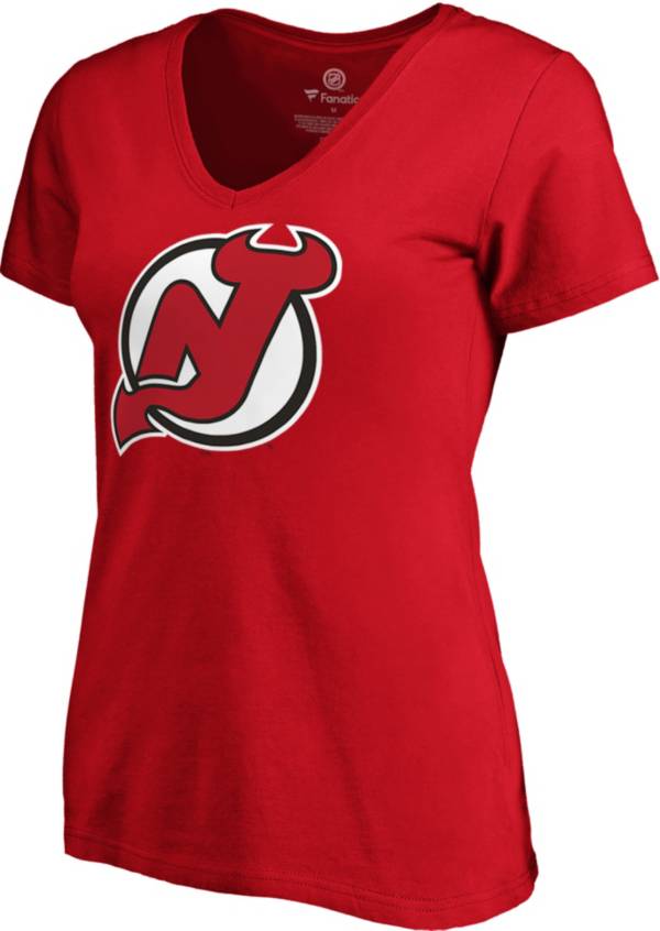 NHL Women's New Jersey Devils Team Poly Red V-Neck T-Shirt