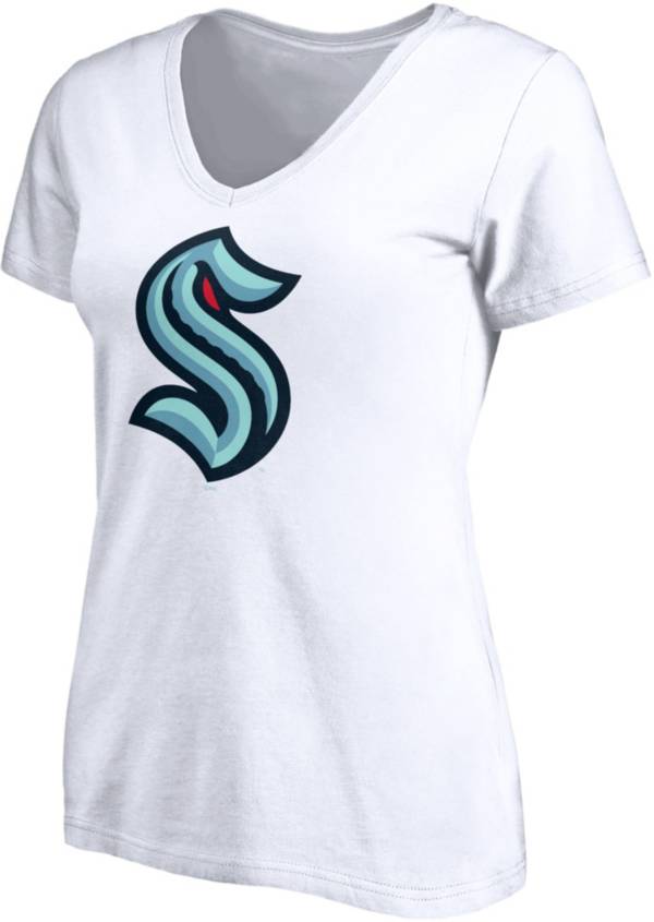 NHL Women's Seattle Kraken Team Poly White V-Neck T-Shirt