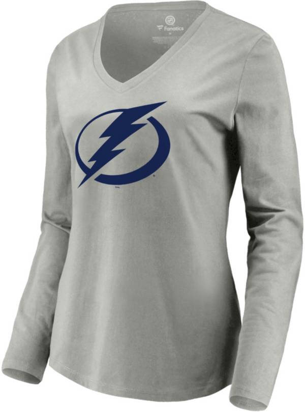 NHL Women's Tampa Bay Lightning Team Poly Grey V-Neck T-Shirt